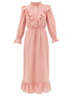 Matchesfashion.com Sea - Clara Ruffle-bib Cotton Dress - Womens - Pink