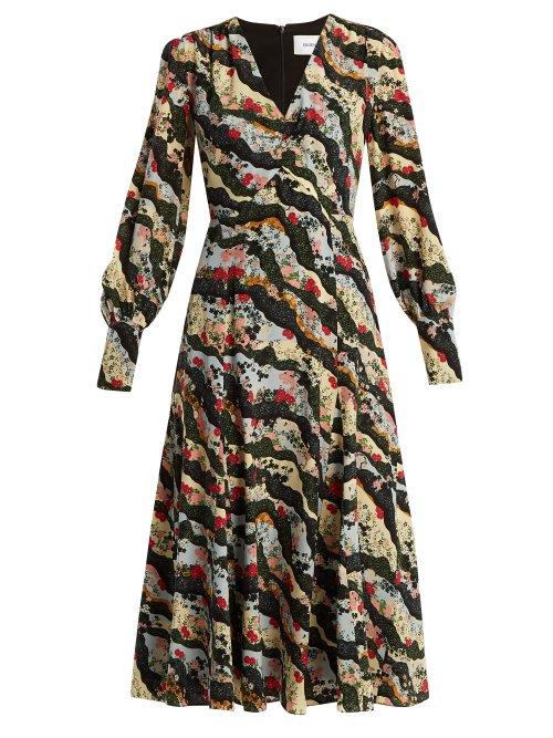 Matchesfashion.com Erdem - Osiris Silk Crepe De Chine Dress - Womens - Multi