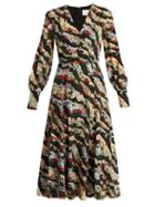 Matchesfashion.com Erdem - Osiris Silk Crepe De Chine Dress - Womens - Multi