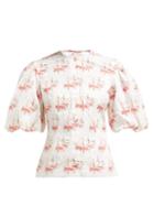 Matchesfashion.com Emilia Wickstead - Selena Sailboat Print Cotton Blouse - Womens - Pink Print