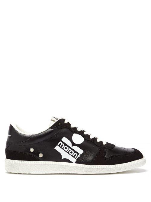 Matchesfashion.com Isabel Marant - Logo Print Leather Trainers - Mens - White Multi