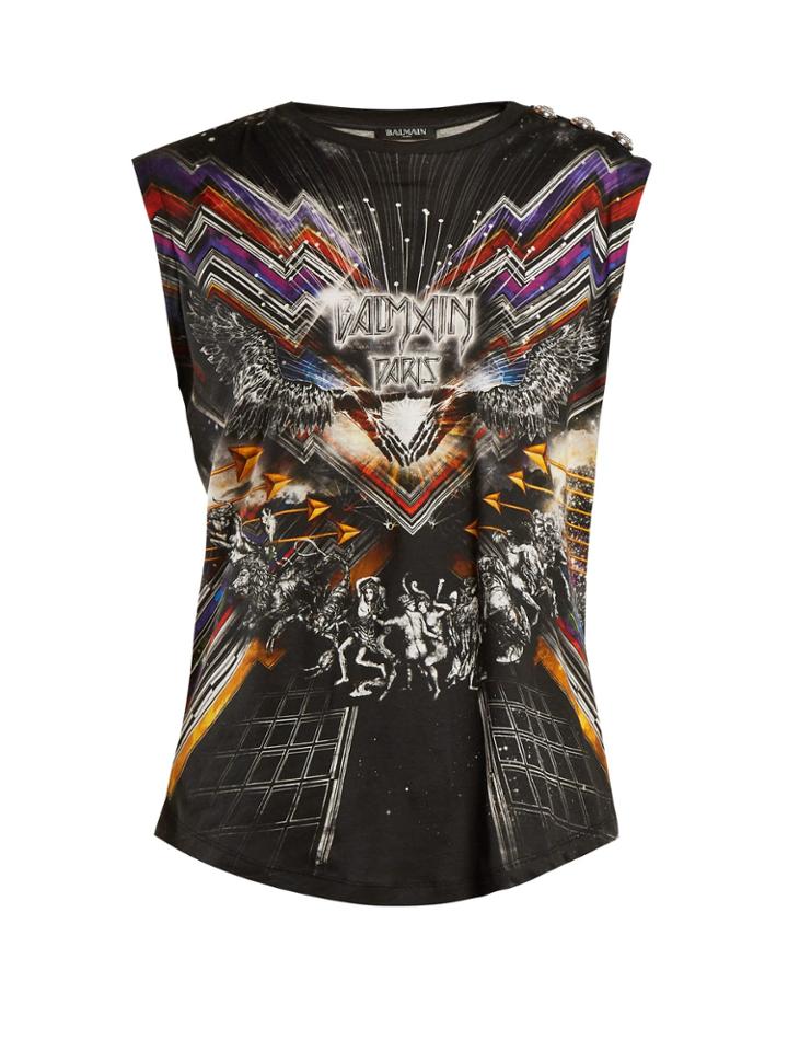 Balmain Galaxy-print Cotton Tank Top