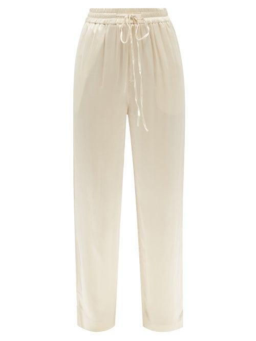 Co - Drawstring Crepe Wide-leg Trousers - Womens - Ivory