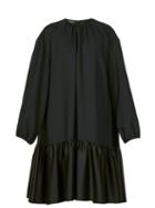 Matchesfashion.com Rochas - Tie Back Gathered Crepe Dress - Womens - Black