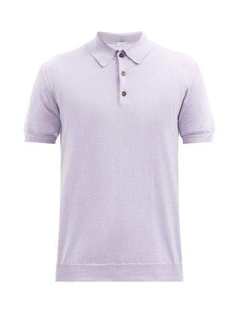 Matchesfashion.com Caruso - Silk-blend Jersey Polo Shirt - Mens - Light Purple