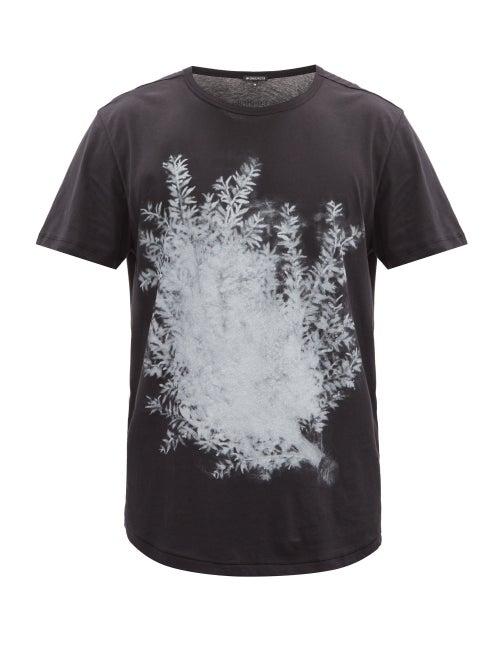Matchesfashion.com Ann Demeulemeester - Branch And Logo-print Cotton-jersey T-shirt - Mens - Black