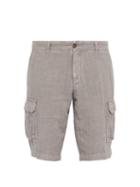 Matchesfashion.com Once Milano - Crushed Linen Poplin Cargo Shorts - Mens - Grey