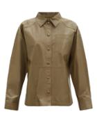 Matchesfashion.com Stand Studio - Adia Patch-pocket Leather Shirt - Womens - Khaki