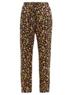 Matchesfashion.com Balenciaga - Rose Vareuse Print Silk Trousers - Womens - Black Pink