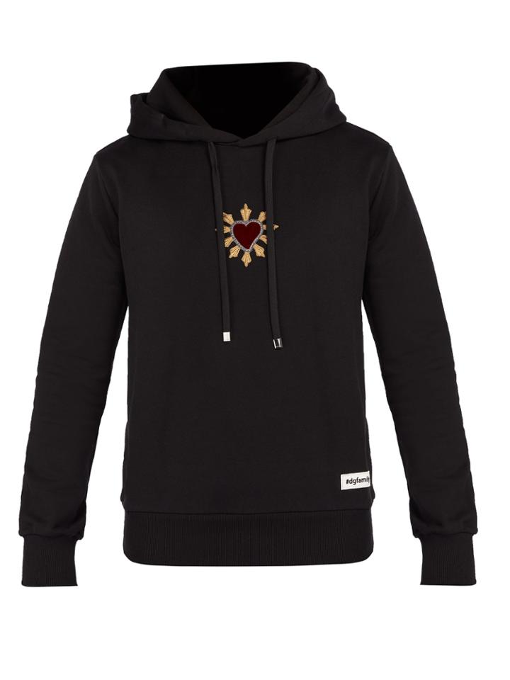 Dolce & Gabbana Heart-appliqu Hooded Cotton Sweatshirt