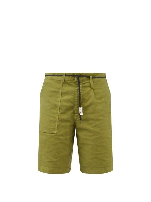 Marni - Lace-belt Cotton-twill Shorts - Mens - Green