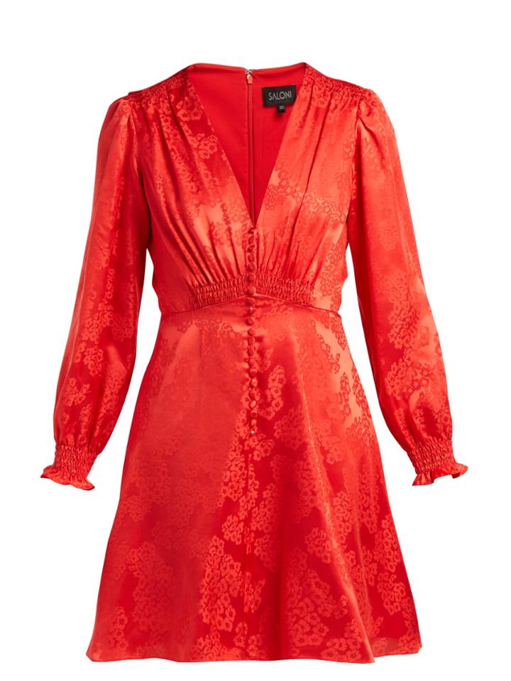 Saloni Eve Floral-jacquard Silk Dress