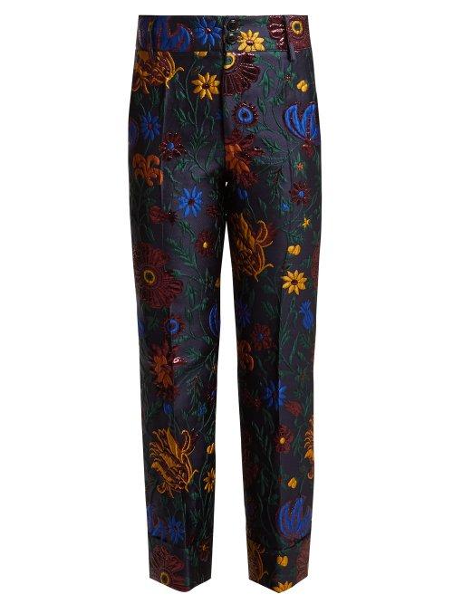 Matchesfashion.com La Doublej - Dragon Flower Hendricks Jacquard Trousers - Womens - Blue Multi