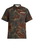 Off-white Short-sleeved Camouflage-print Poplin Shirt