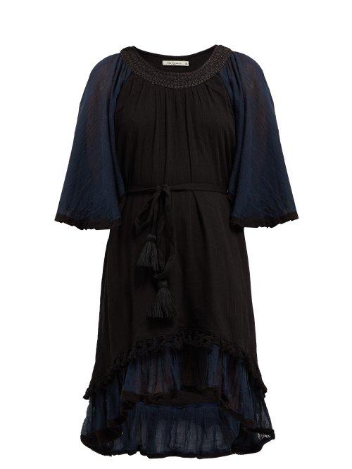 Matchesfashion.com Mes Demoiselles - Gregale Embroidered Cotton Voile Midi Dress - Womens - Black Navy