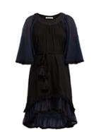 Matchesfashion.com Mes Demoiselles - Gregale Embroidered Cotton Voile Midi Dress - Womens - Black Navy