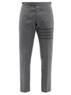 Mens Rtw Thom Browne - Striped Slim-leg Wool-blend Twill Trousers - Mens - Grey