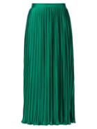 Matchesfashion.com Saloni - Camille High-rise Lurex-pliss Midi Skirt - Womens - Green
