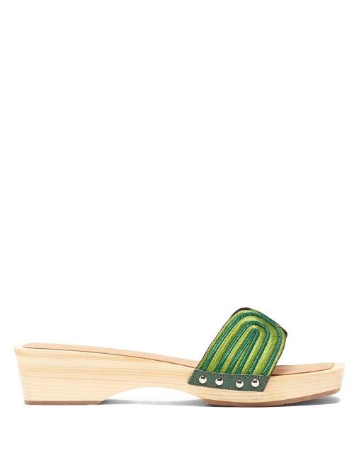 Matchesfashion.com Ancient Greek Sandals - X Zeus + Dione The Harness Wooden-sole Slides - Womens - Green