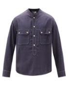 Matchesfashion.com Isabel Marant - Peliz Stand-collar Half-button Silk Shirt - Mens - Dark Blue