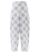 Matchesfashion.com Jacquemus - Checked Cotton-blend Canvas Cargo Trousers - Mens - Blue