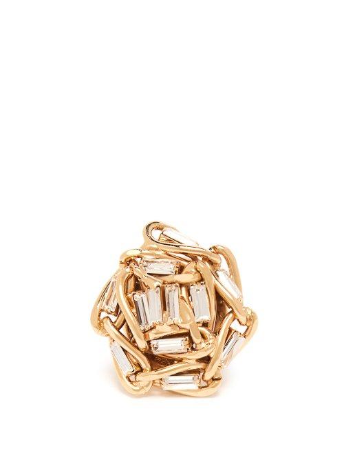 Matchesfashion.com Rosantica By Michela Panero - Crystal Embellished Flower Ring - Womens - Gold