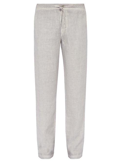 Matchesfashion.com 120% Lino - Wide Leg Linen Trousers - Mens - Grey