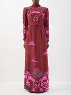 Johanna Ortiz - Galactic Feeling Silk-crepe De Chine Dress - Womens - Pink Multi