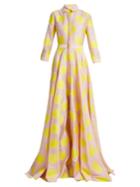 Carolina Herrera Point-collar Polka-dot Gown