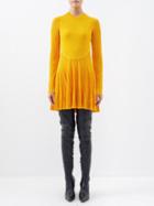 Givenchy - Pleated Long-sleeve Knitted-jersey Mini Dress - Womens - Yellow