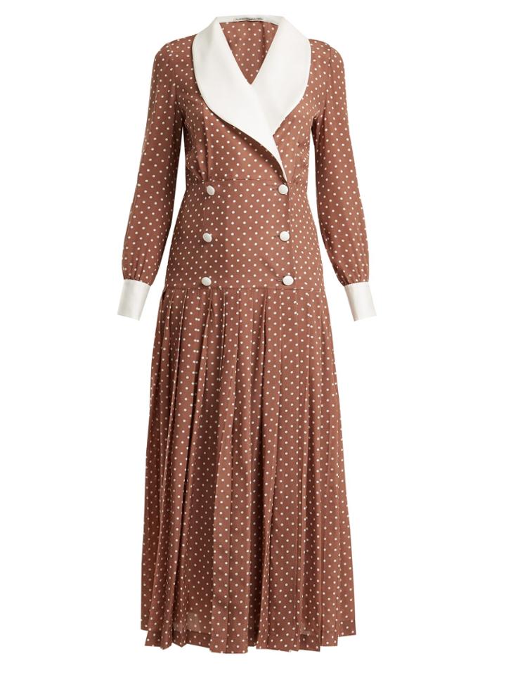 Alessandra Rich Polka-dot Print Silk Crepe De Chine Dress
