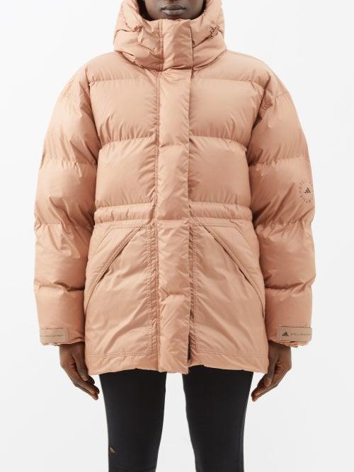 Adidas By Stella Mccartney - Logo-print Padded Recycled-fibre Jacket - Womens - Beige