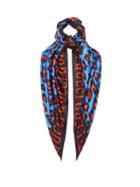 Matchesfashion.com Gucci - Leopard And Logo Print Silk Scarf - Womens - Blue