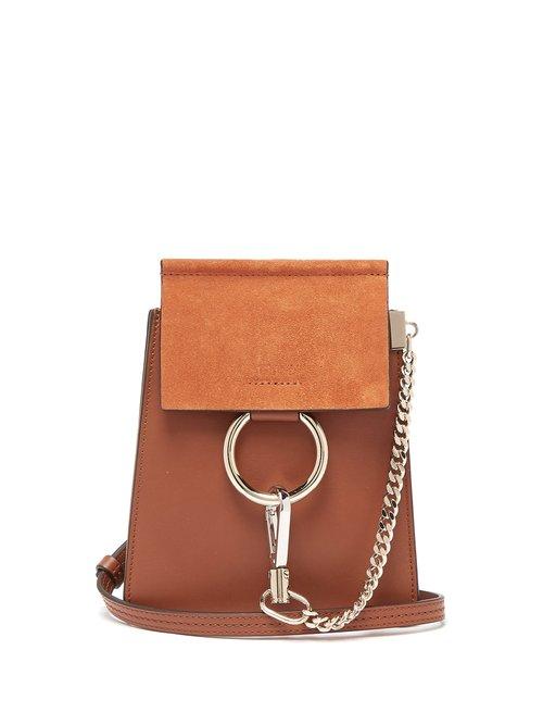 Matchesfashion.com Chlo - Faye Mini Suede Panel Leather Cross Body Bag - Womens - Tan