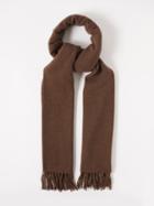 Toteme - Fringed Wool Scarf - Womens - Brown