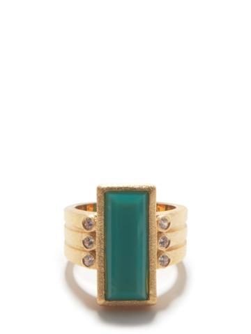 Ladies Jewellery Ammanii - The Queen Chrysoprase & Gold Vermeil Ring - Womens - Green Gold