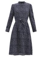 Matchesfashion.com A.p.c. - Caroline Polka Dot Silk-crepe Dress - Womens - Navy