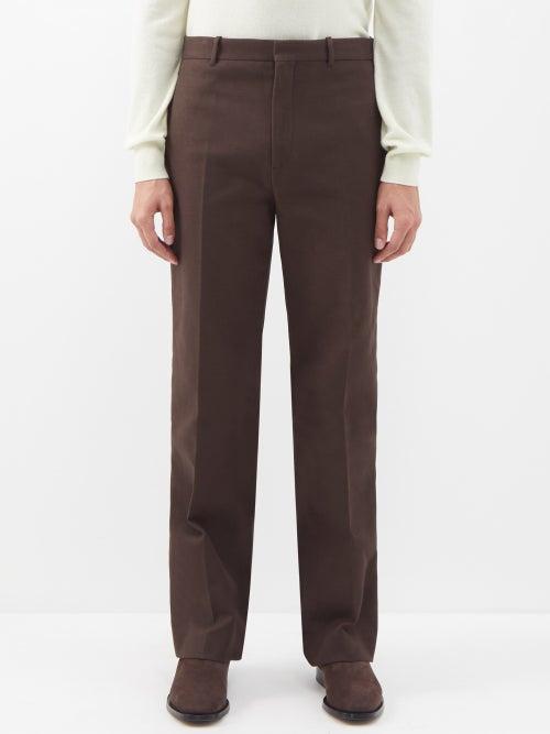 The Row - Garrett Cotton-blend Twill Trousers - Mens - Dark Brown