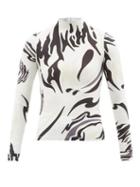 Maximilian - High-neck Logo-print Jersey Top - Womens - White Black