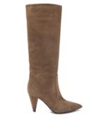 Matchesfashion.com Gianvito Rossi - Cone Heel 85 Suede Knee High Boots - Womens - Brown