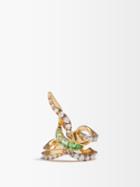 Bibi Van Der Velden - Spark Diamond, Tsavorite & 18kt Gold Ear Cuff - Womens - Green Multi