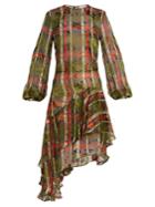 Preen By Thornton Bregazzi Natalie Checked Silk-blend Devor Dress