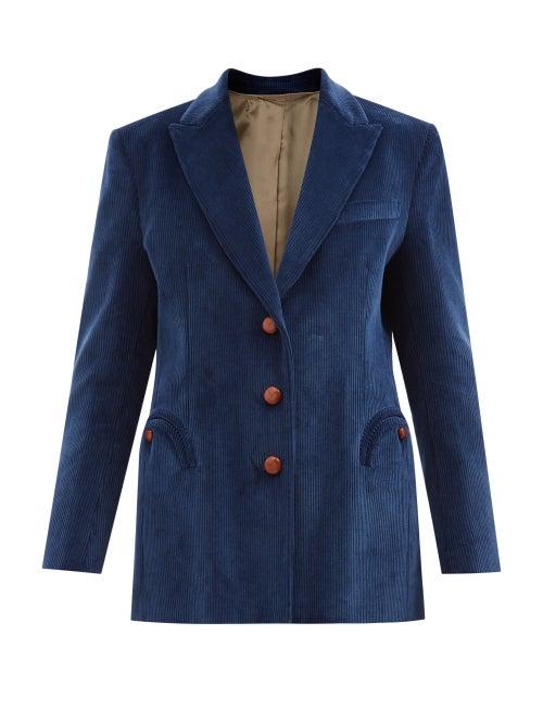 Blaz Milano - Classic Touch Single-breasted Corduroy Blazer - Womens - Blue