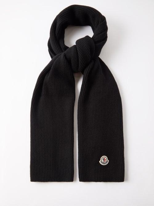 Moncler - Logo-appliqu Wool Scarf - Mens - Black