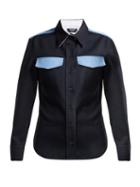 Matchesfashion.com Calvin Klein 205w39nyc - Contrast Panel Wool Shirt - Womens - Navy