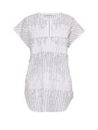 Cédric Charlier Frayed Pinstriped Cotton Top