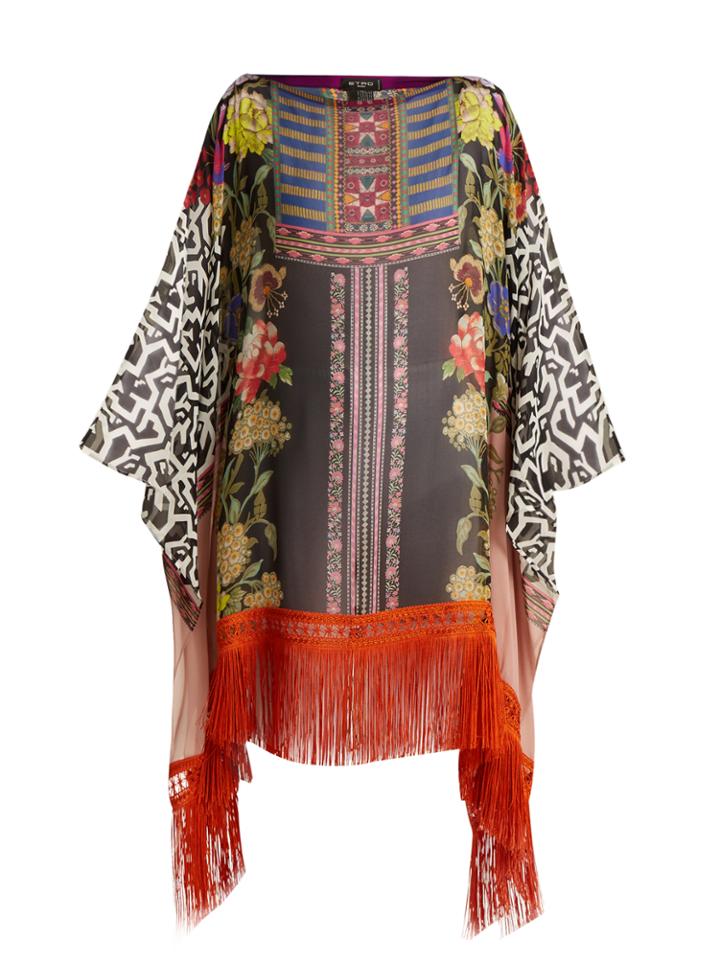 Etro Kesa Paisley And Aztec-print Silk Poncho