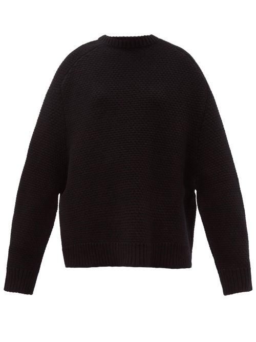 Matchesfashion.com Raey - Crew Neck Basket Weave Wool Sweater - Womens - Black