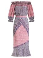 Matchesfashion.com Saloni - Grace Paisley Print Silk Crepe De Chine Dress - Womens - Pink Multi