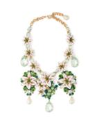 Matchesfashion.com Dolce & Gabbana - Lily And Crystal Embellished Necklace - Womens - Gold
